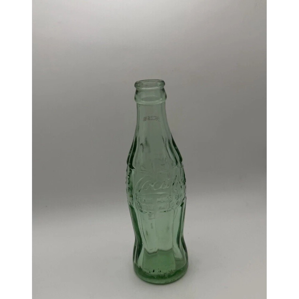 Vintage Coca Cola Green Glass Bottle Shawnee OK Oklahoma Embossed Coke 7"